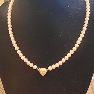 Genuine Pearl Necklace with Diamonds